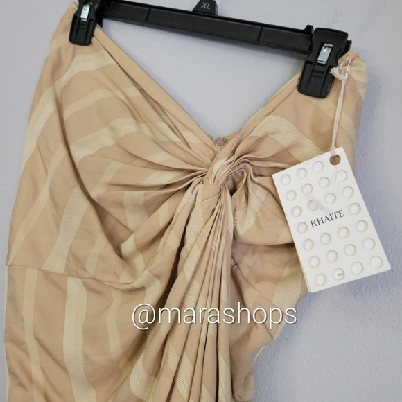 Khaite Louie Drape Beige Striped Skirt - Picture 4 of 6